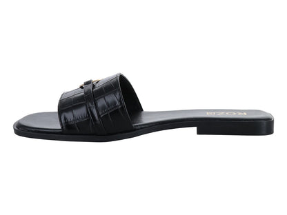 Sandalias ROZE Croco Negro para Mujer