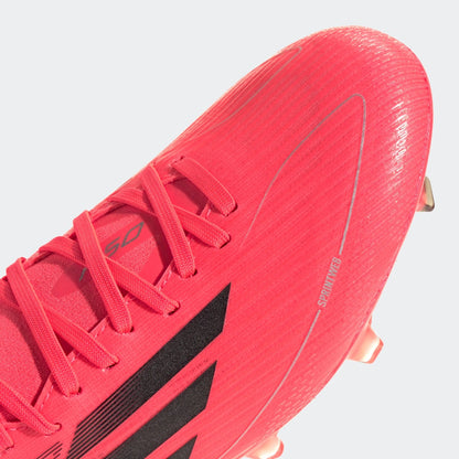 adidas Womens F50 Pro Mid Cut Firm Ground Boots Turbo Black Platin Metallic