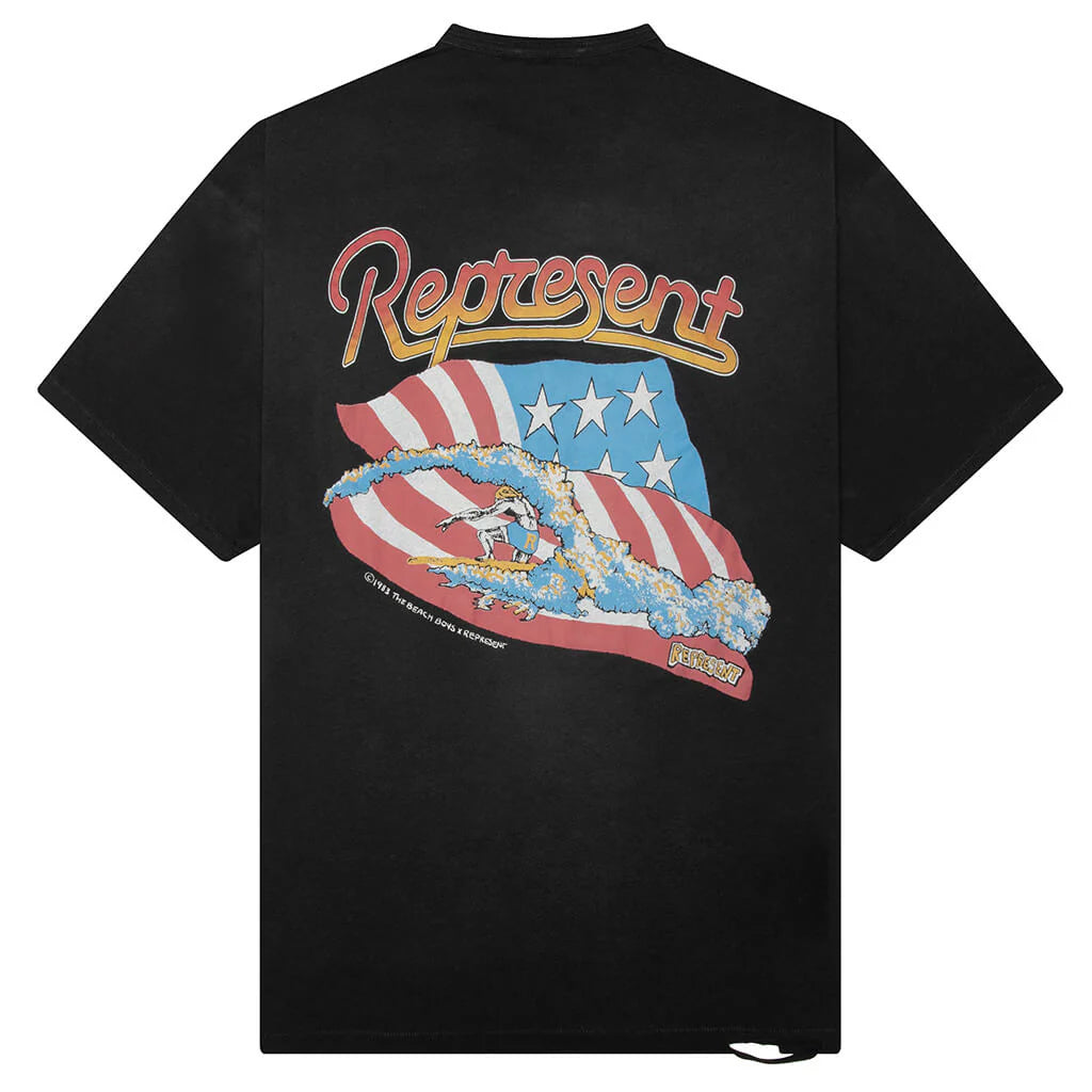 Represent x Beach Boys Americas Band T Shirt Stained Black