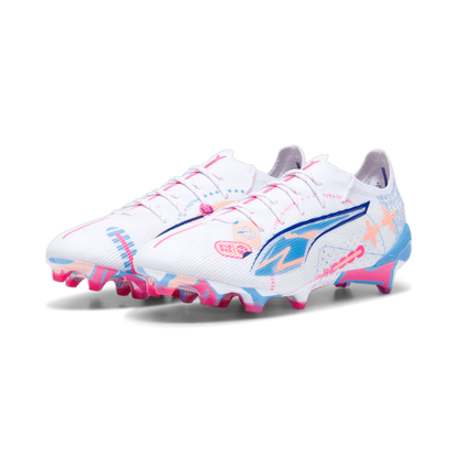 PUMA Ultra 5 Ultimate Vol UP FG Firm Ground Soccer Cleats White Luminous Blue