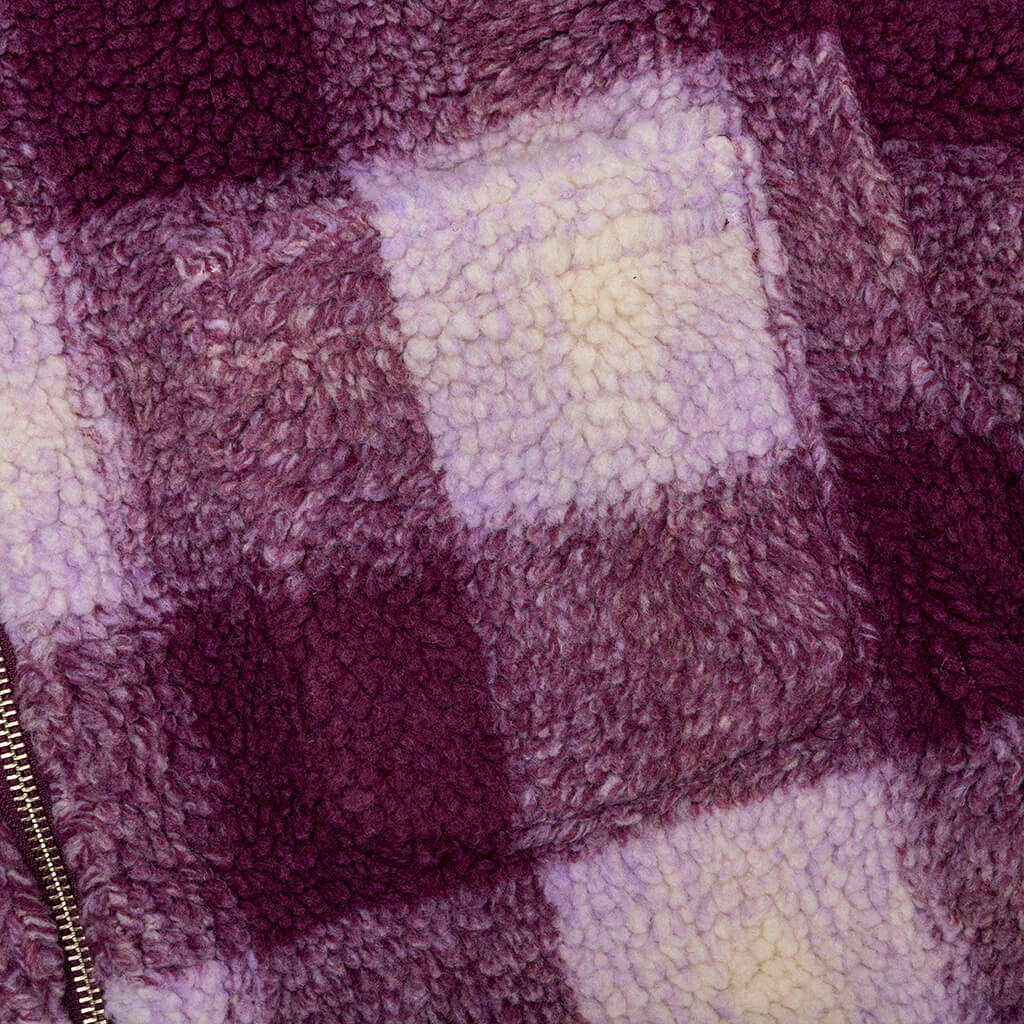 Zip Sherpa Shadow Plaid Berry