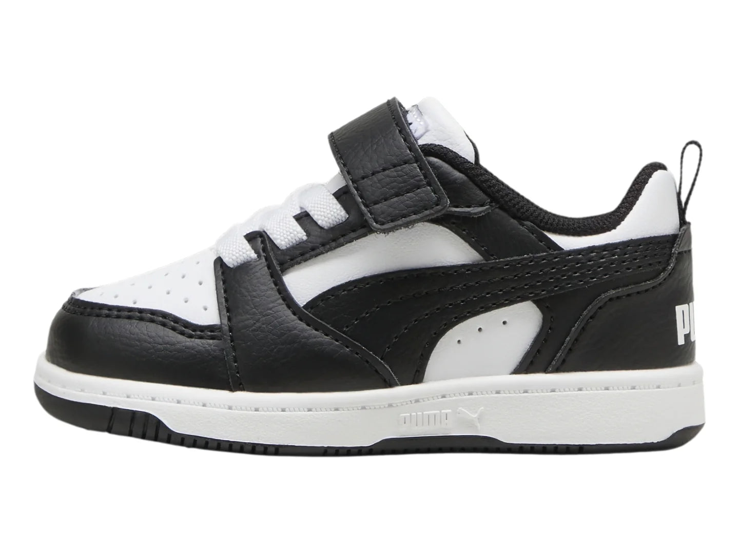 Tenis PUMA Rebound V6 Lo Blanco y Negro para Niño