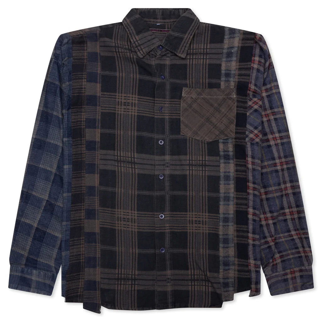Over Dye 7 Cuts Wide Shirt Brown