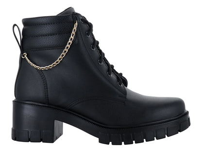 Botines Luna Rosa Negros con Cadena para Mujer