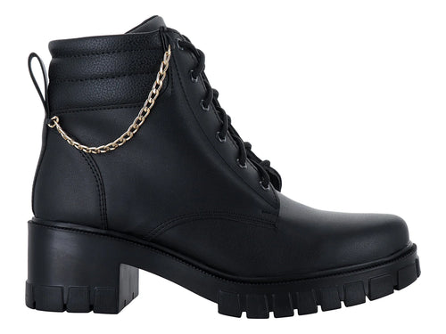 Botines Luna Rosa Negros con Cadena para Mujer