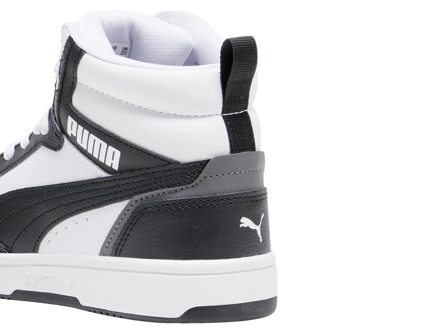 Tenis PUMA Rebound V6 Mid Blanco y Negro para Niño
