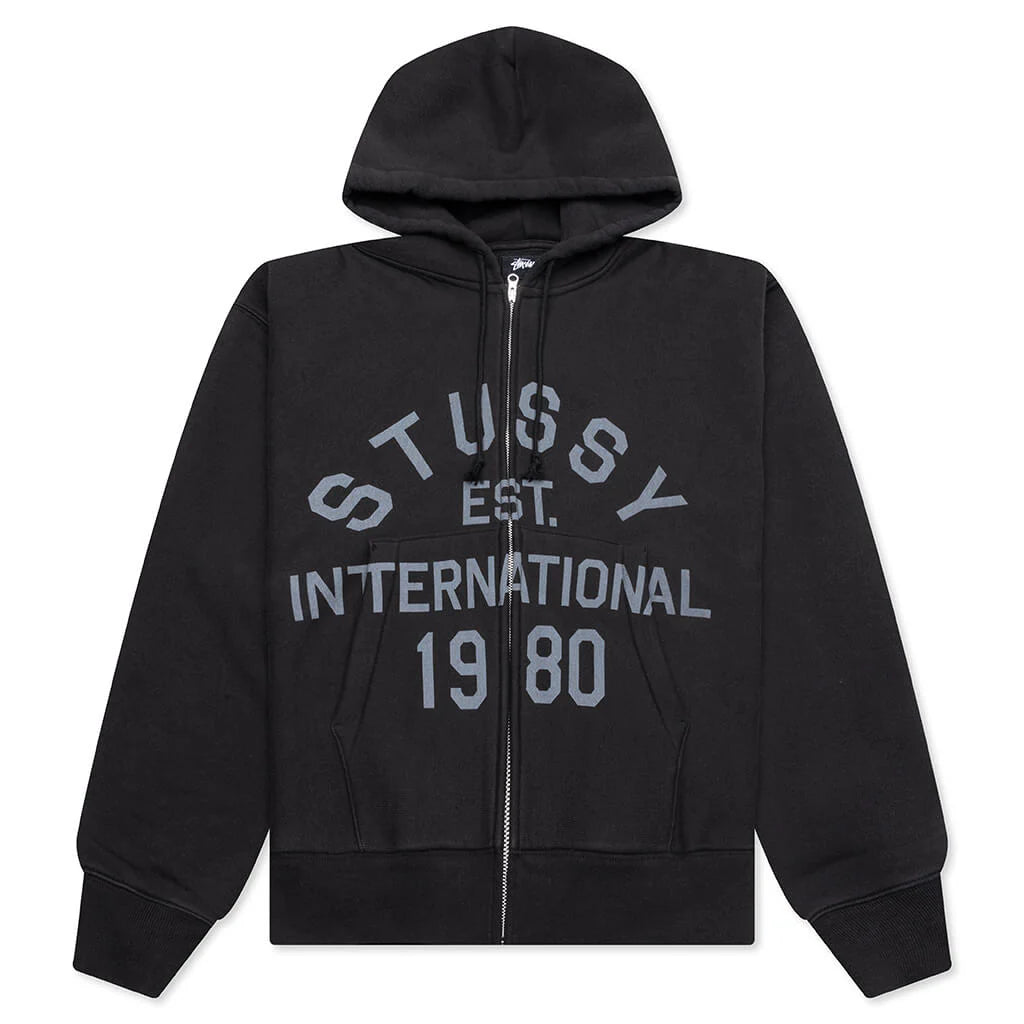 Established Printed Zip Hoodie Black