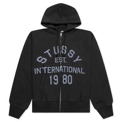 Established Printed Zip Hoodie Black