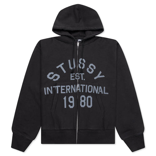 Established Printed Zip Hoodie Black