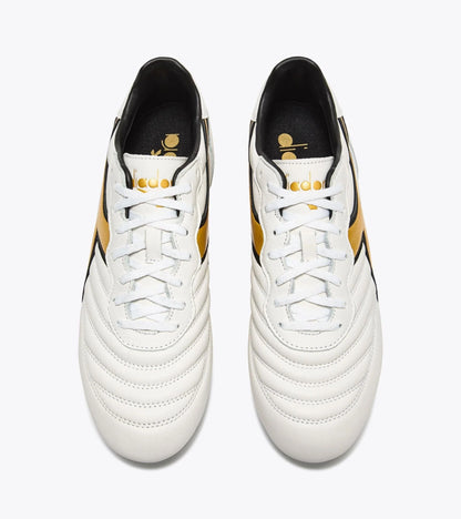 Diadora Brasil LT MDPU Firm Ground Soccer Cleats White Gold