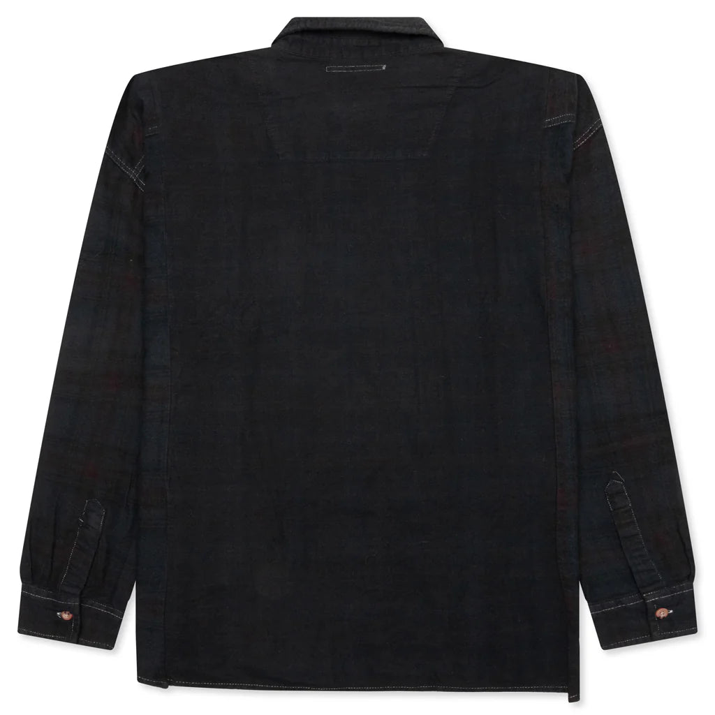 Over Dyed Ribbon Wide Shirt Black