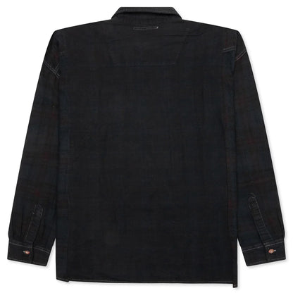 Over Dyed Ribbon Wide Shirt Black