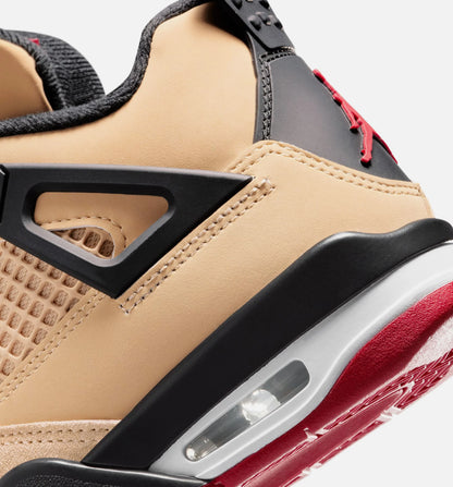 Air Jordan 4 Retro Grade School Lifestyle Shoe Sesame Fire Red Black White