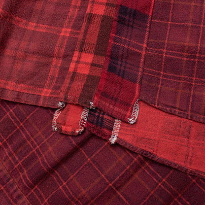 Flannel Shirt 7 Cuts Shirt Over Dye Red