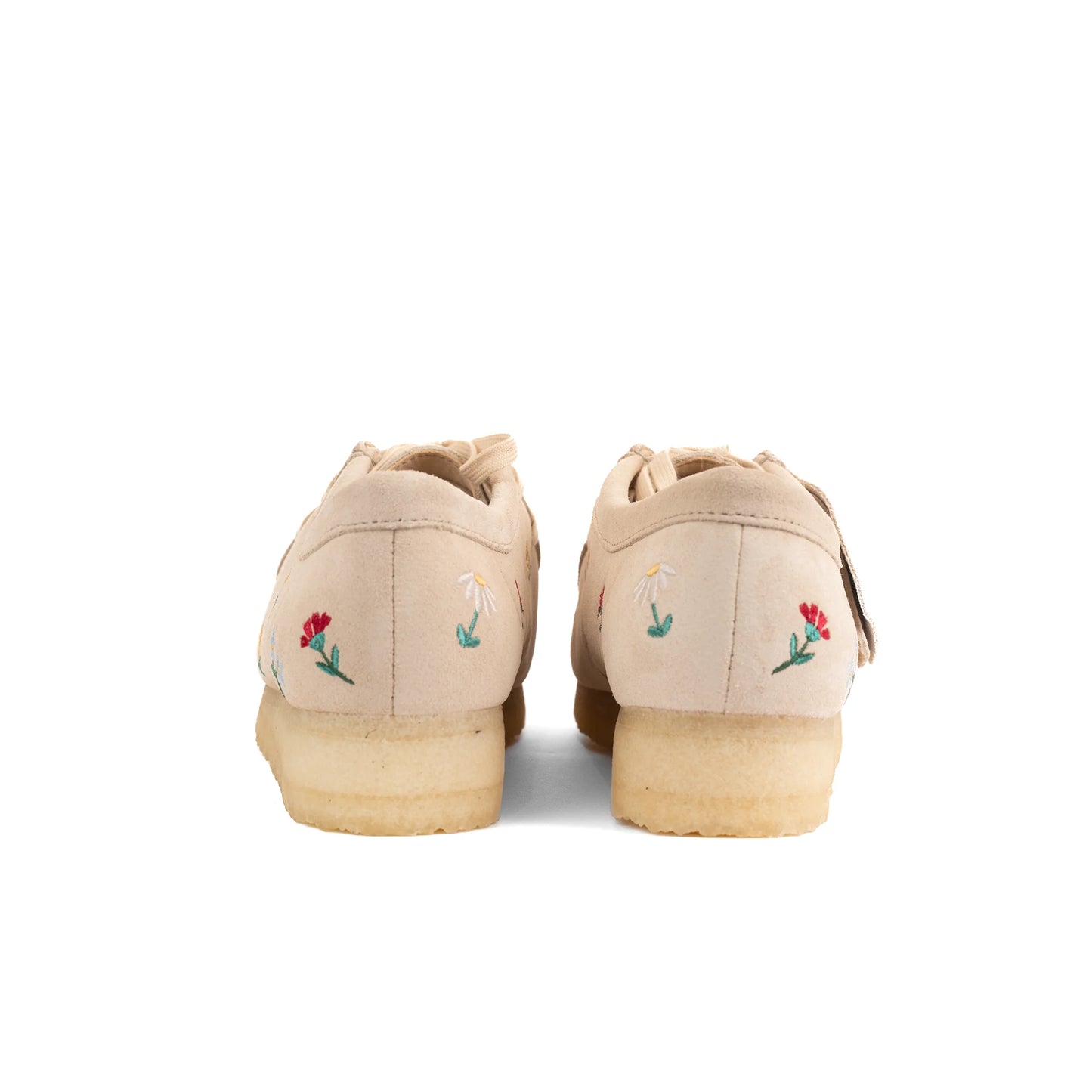 CLARKS WALLABEE TAUPE EMBROIDERY