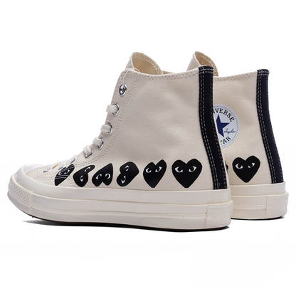 Converse x Comme Des Garcons PLAY All Star Chuck 70 Hi Multi Heart Milk Black
