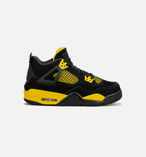 Air Jordan 4 Retro Thunder Grade School Lifestyle Shoe Black Yellow Free Shipping