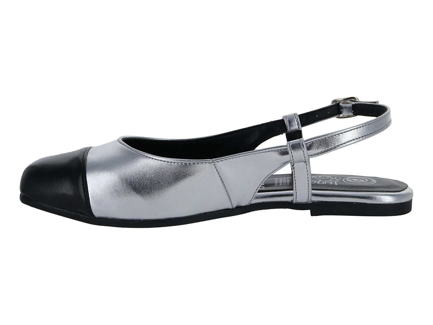 Zapatos Planos Luna Rosa Plata y Negro para Mujer