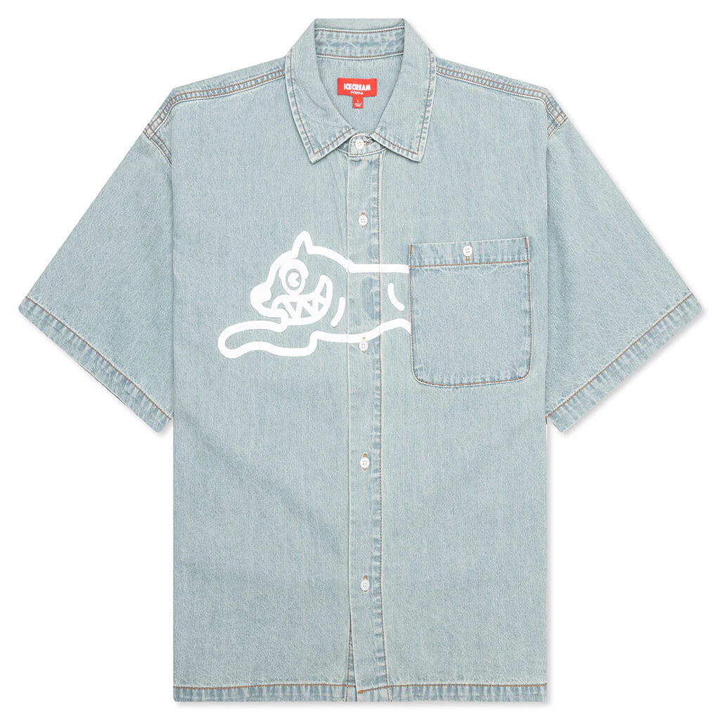 Blue Dog S S Cropped Fit Woven Shirt Blueberry Haze
