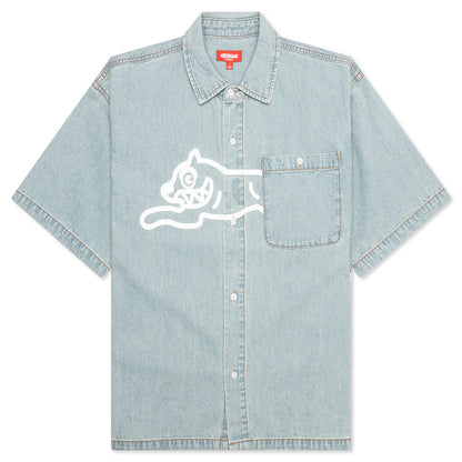 Blue Dog S S Cropped Fit Woven Shirt Blueberry Haze