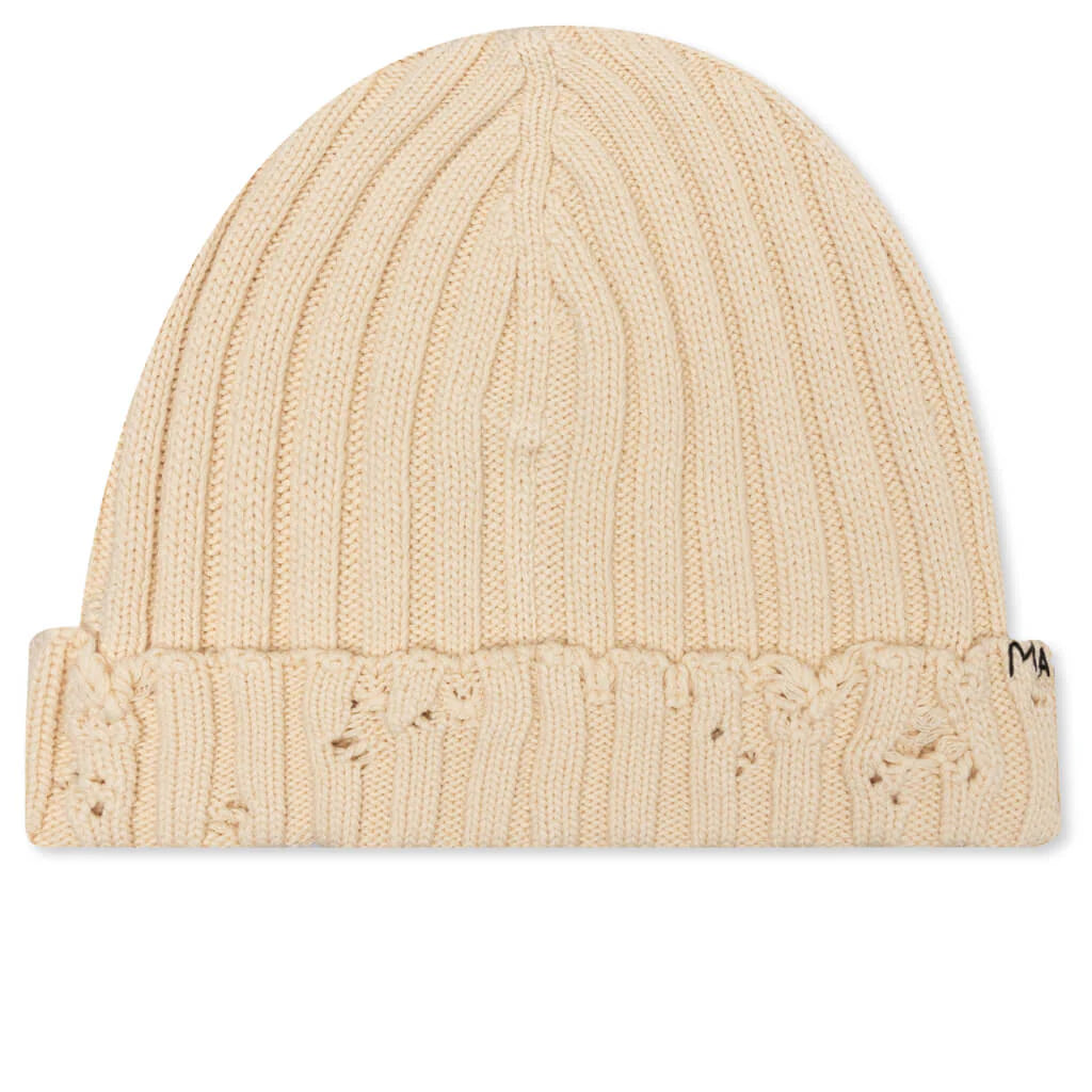 Knit Cottin Beanie Stone White