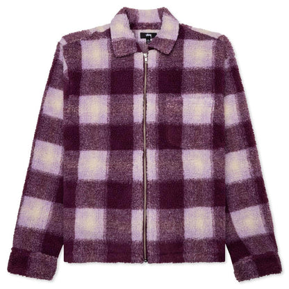 Zip Sherpa Shadow Plaid Berry