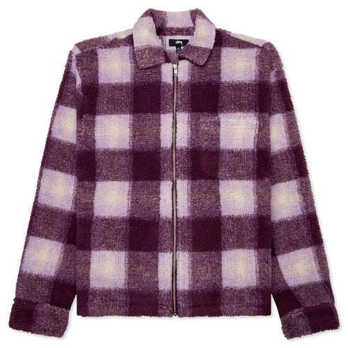 Zip Sherpa Shadow Plaid Berry