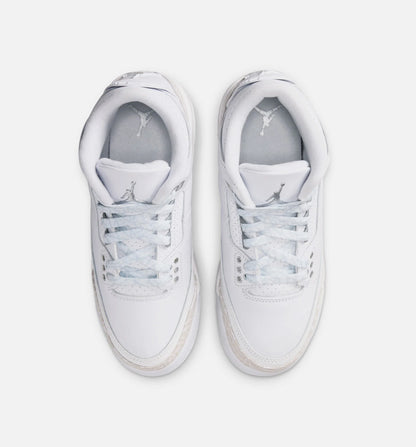 Air Jordan 3 Retro White And Silver Grade School Lifestyle Shoe White Metallic Silver Free Shipping