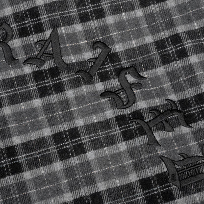 Embroidered Flannel Shirt Jacket Black