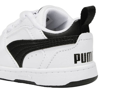 Tenis PUMA Rebound V6 Lo AC Blanco y Negro para Niño
