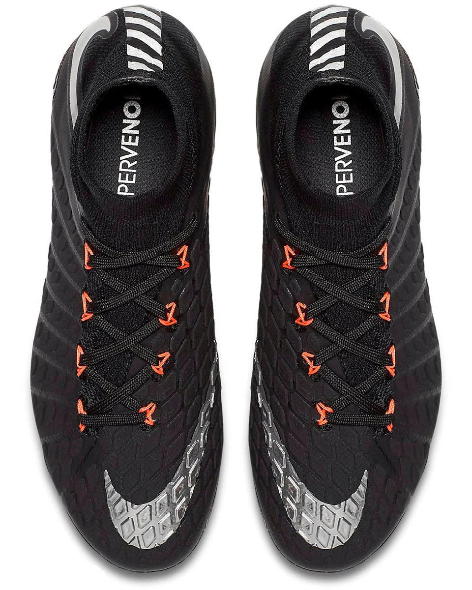 Nike Kids Jr Hypervenom Phantom III Dynamic Fit FG Firm Ground Soccer Cleats Black Red Silver