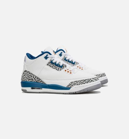 Air Jordan 3 Retro Wizards True Blue Grade School Lifestyle Shoe White Blue