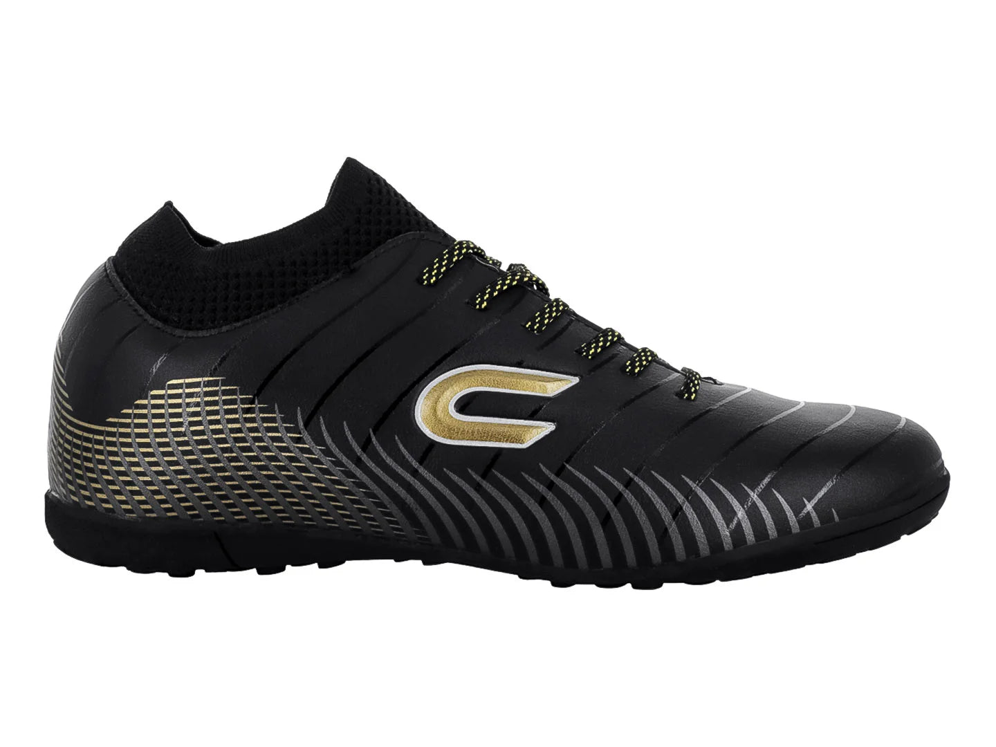 Tenis de Fútbol COURT Negro con Oro para Hombre