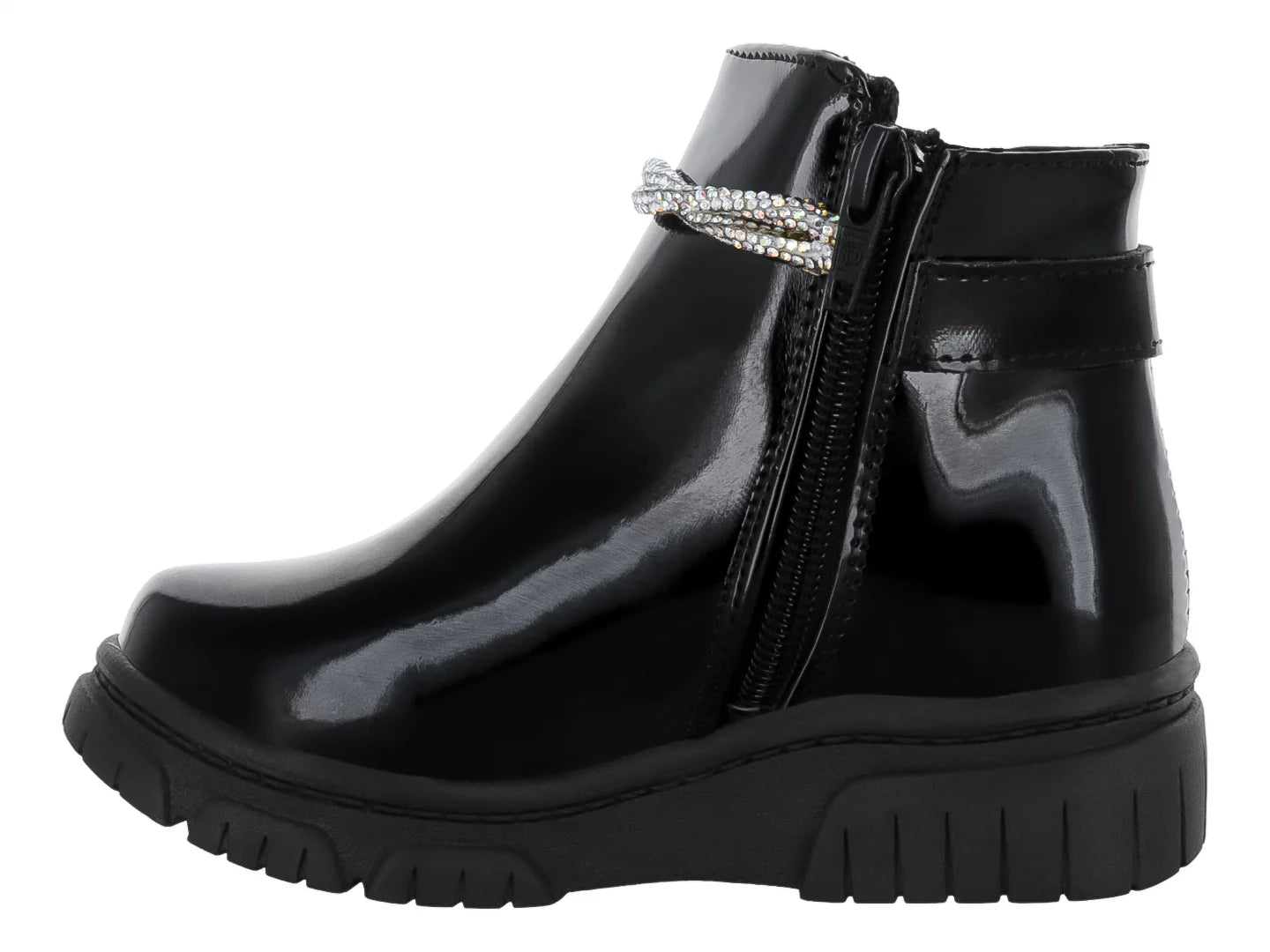 Botas Viris de Charol Negro para Niña