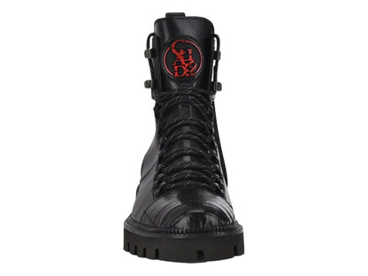 Botas Cuadra de Piel de Caimán Negro para Hombre