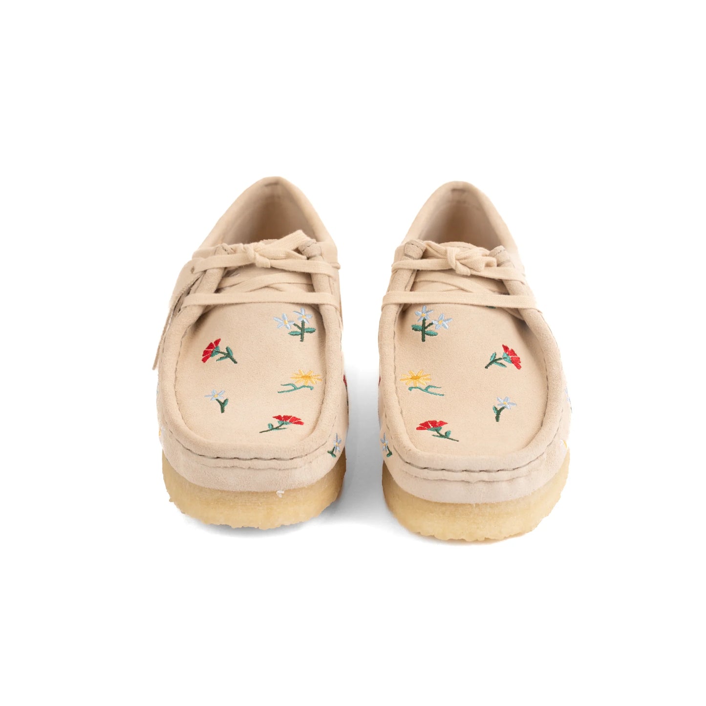 CLARKS WALLABEE TAUPE EMBROIDERY