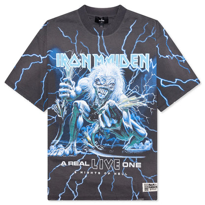 Represent x Iron Maiden A Real Live One T Shirt Sunfade Grey