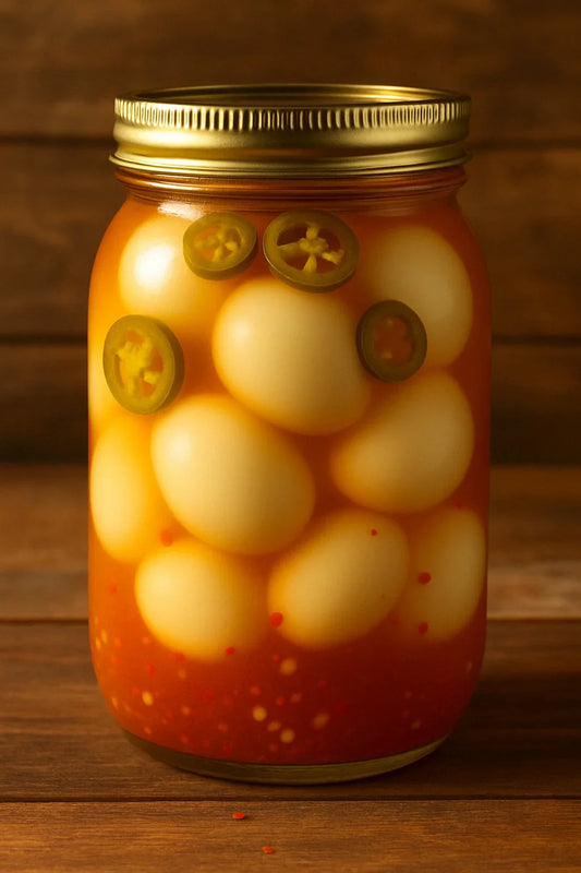 32oz Large Jar Cajun Jalapeño Spicy Pickled Eggs | Bold Cajun Spice Brined Hard Boiled Eggs Portable Spicy Savory Snack