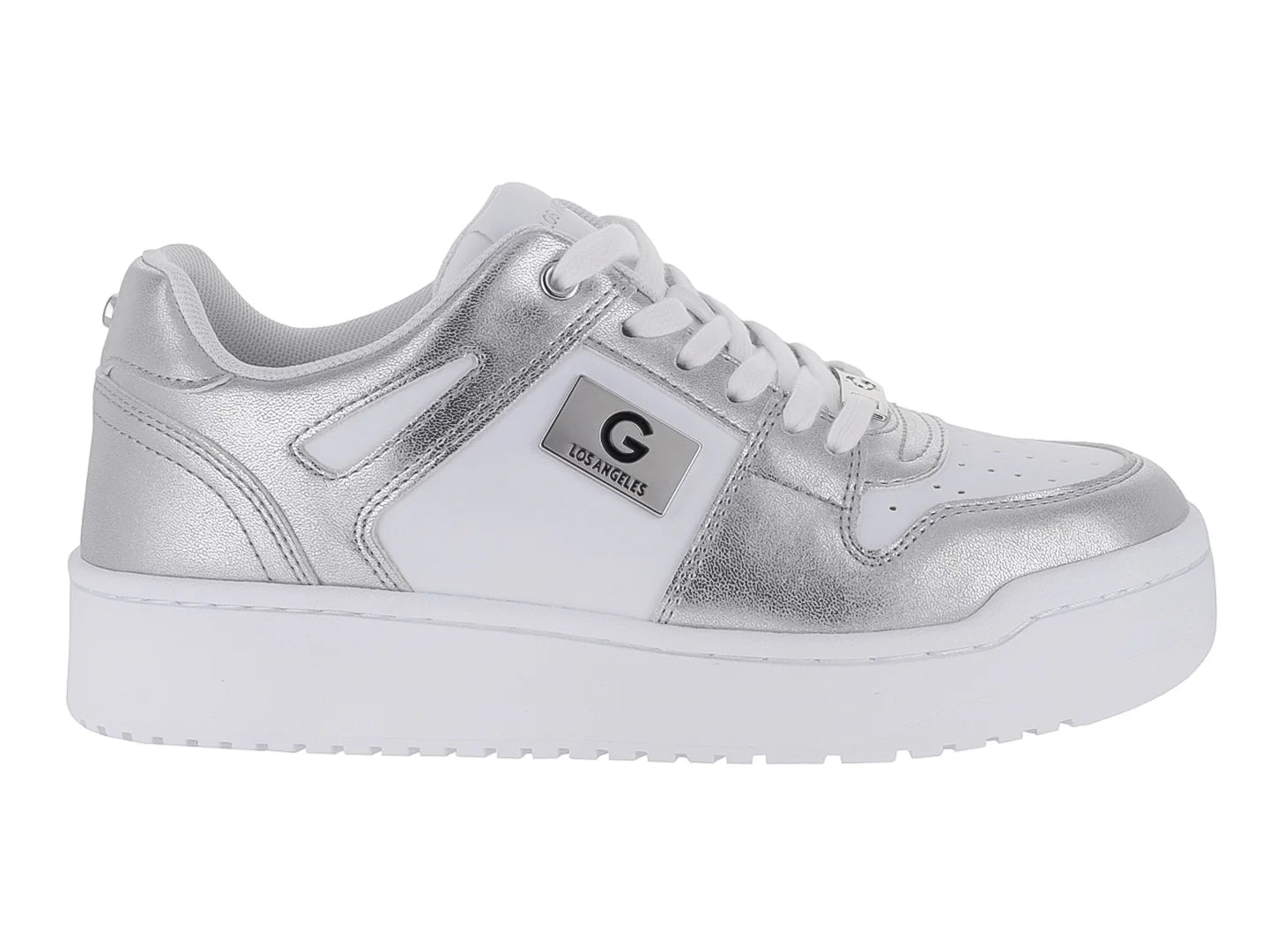 Tenis GBG Blanco y Plateado para Mujer