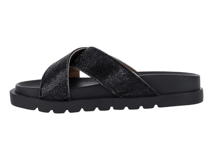 Sandalias Luna Rosa Negro con Pedrería para Mujer