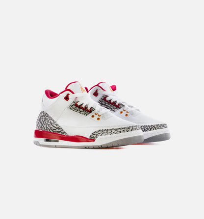 Air Jordan 3 Retro Cardinal Red Grade School Lifestyle Shoe White Light Curry Cardinal Red Limit One Per Customer