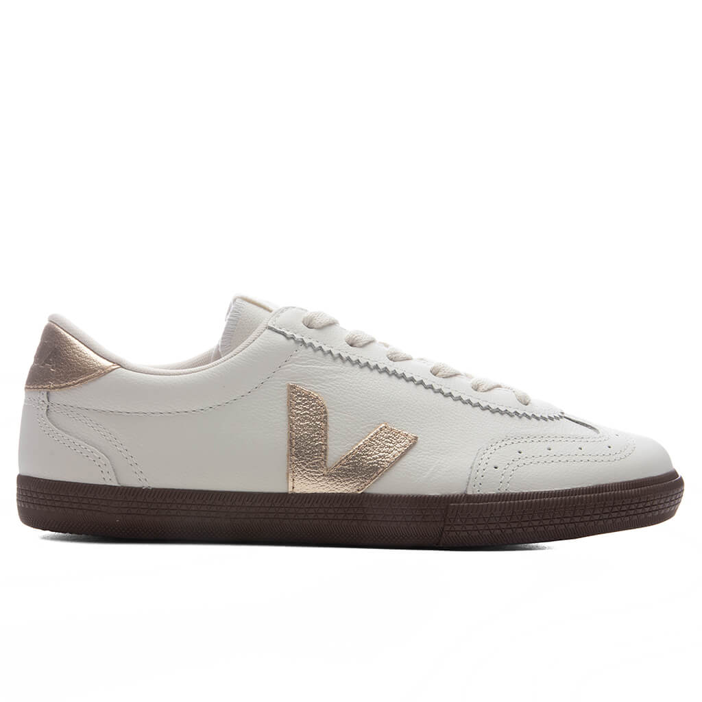 Womens Volley Leather White Platine Bark