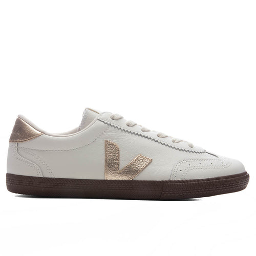 Womens Volley Leather White Platine Bark