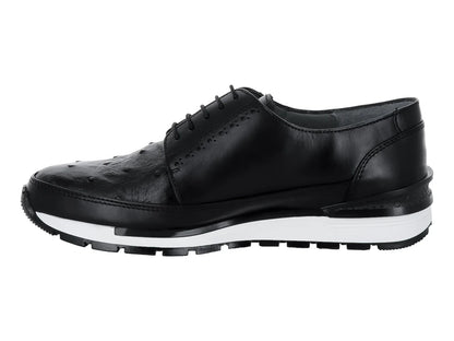 Zapatos Cuadra de Piel de Avestruz Negro para Hombre