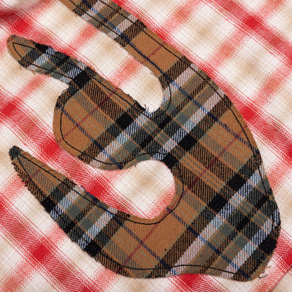 Patchwork Face Flannel Shirt Red