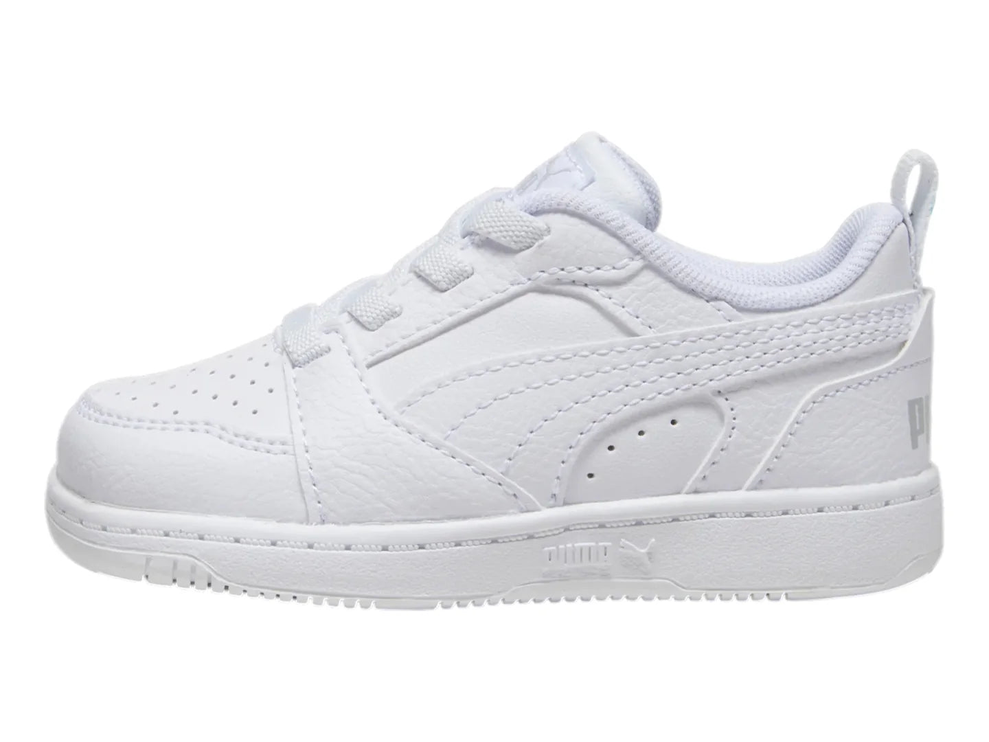 Tenis PUMA Rebound V6 Lo AC Blanco y Gris para Niño