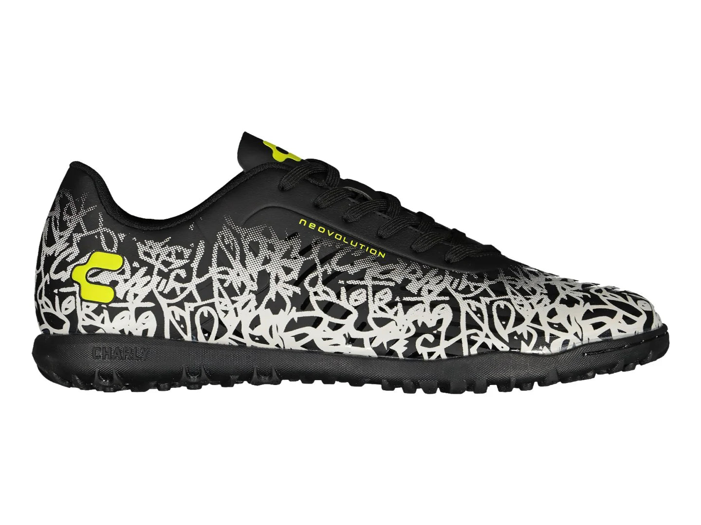 Tenis de Fútbol Charly Negro Blanco Amarillo para Hombre