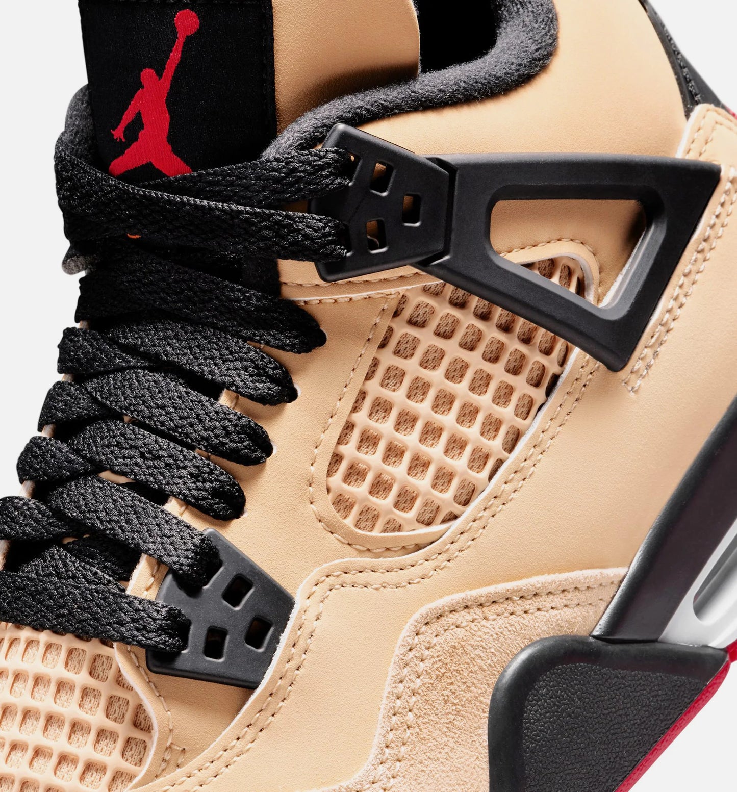 Air Jordan 4 Retro Grade School Lifestyle Shoe Sesame Fire Red Black White