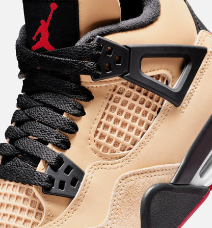 Air Jordan 4 Retro Grade School Lifestyle Shoe Sesame Fire Red Black White