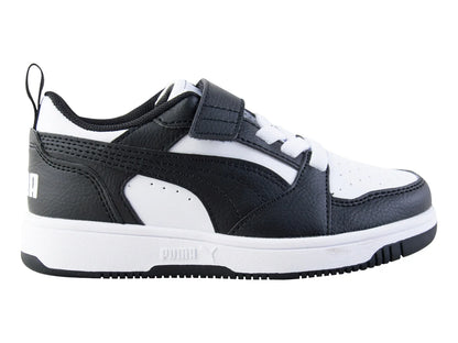 Tenis PUMA Rebound V6 Lo AC Blanco y Negro para Niño